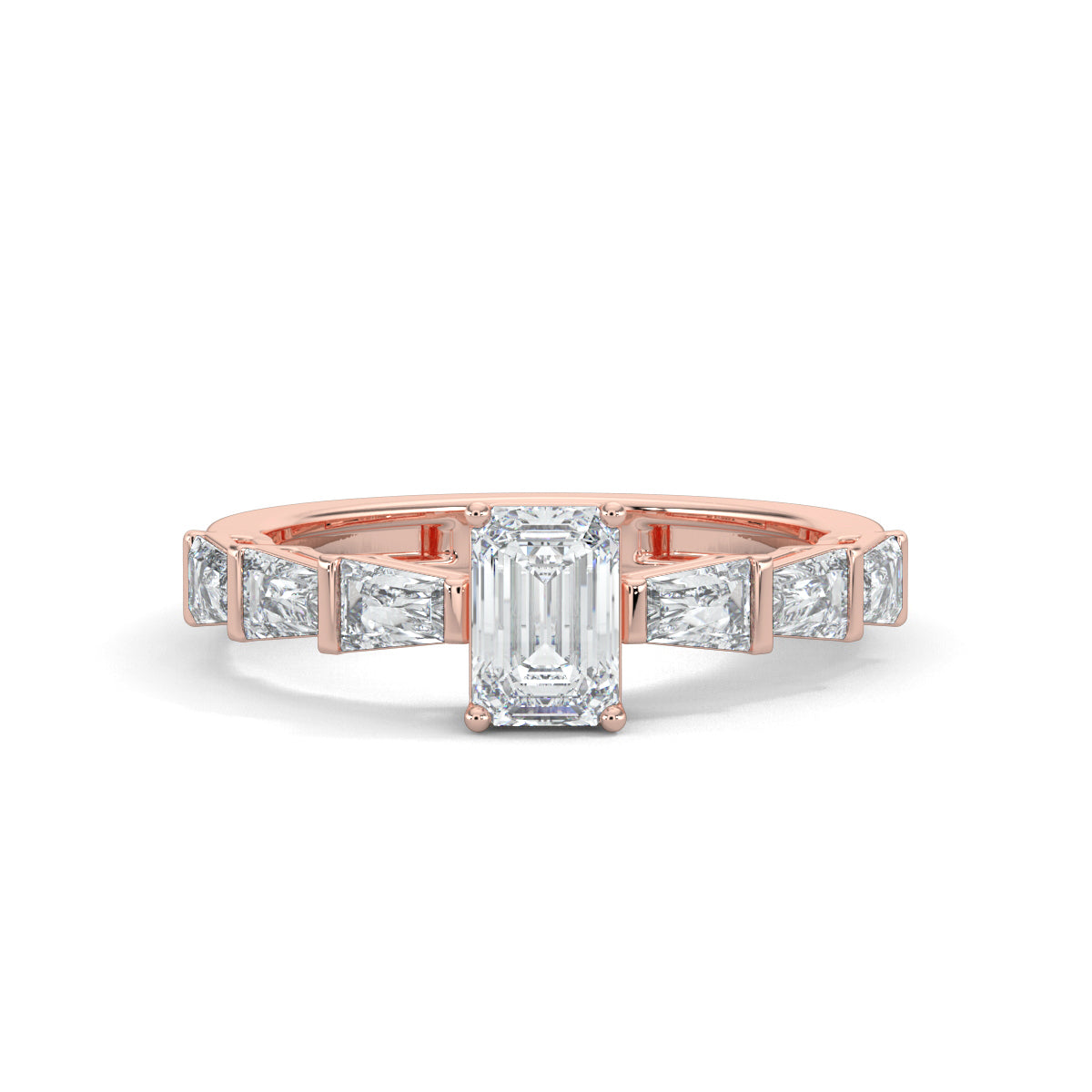 Rose Gold, Diamond Ring, Verdant Vow Eternity Band, emerald solitaire diamond ring, natural diamond jewelry, lab-grown diamond jewelry, elegant eternity band, sustainable diamond ring, luxury engagement ring