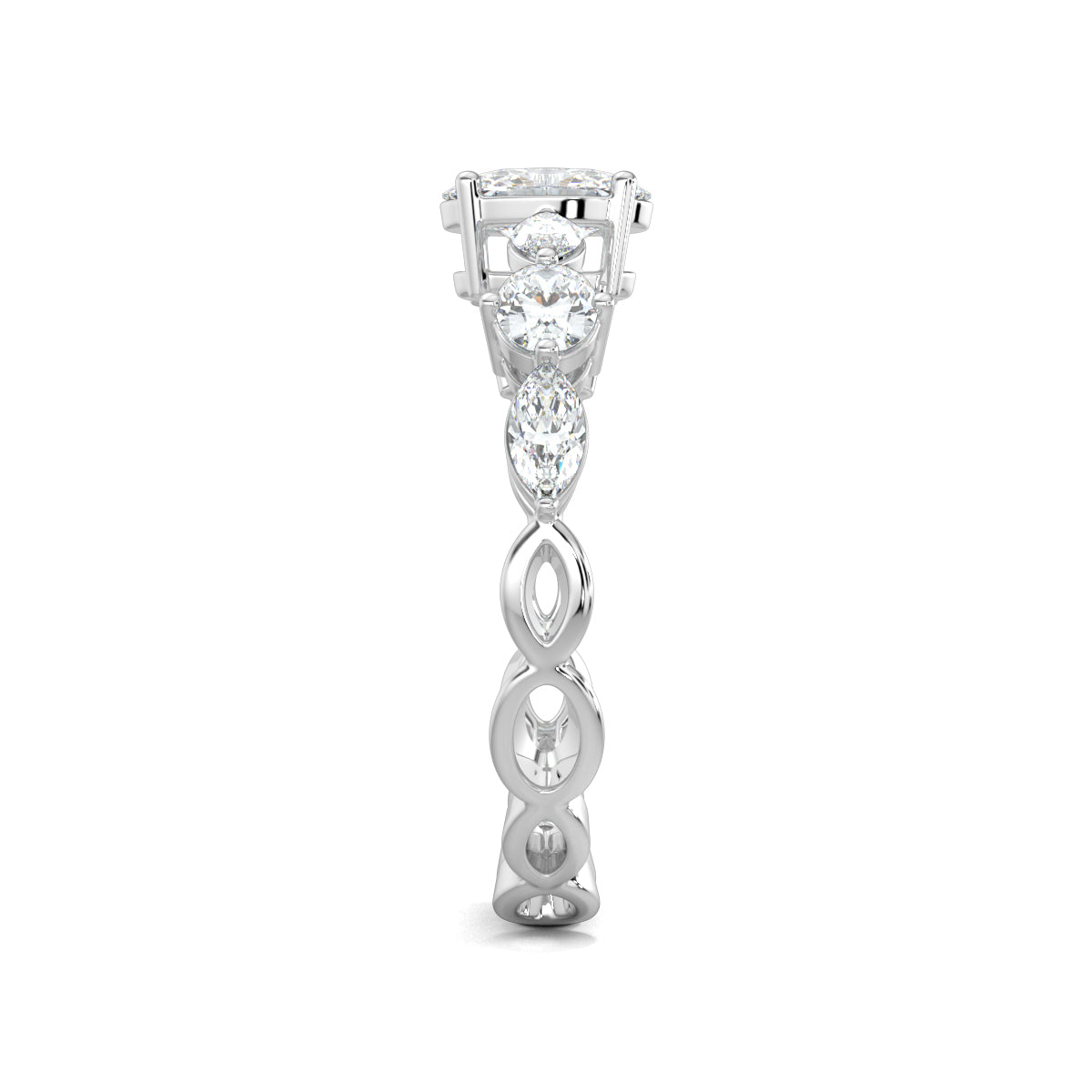 White Gold, Diamond Ring, Solstice Spectra eternity band, natural diamond band, Lab-grown diamond band, Oval solitaire ring, Marquise diamond accents, Accent band ring, Diamond jewelry