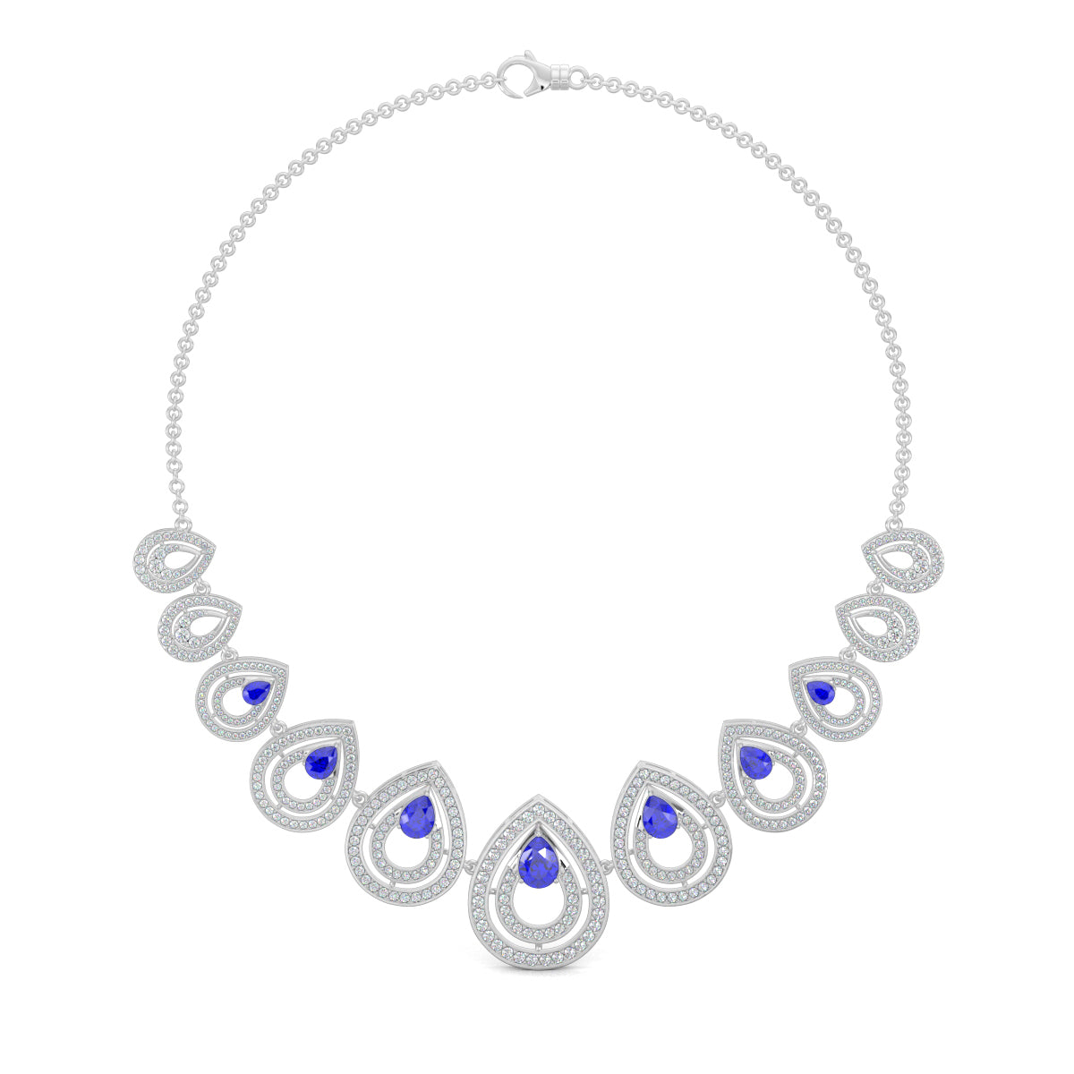 White Gold, Diamond Necklace, Natural Diamonds, Lab-grown Diamonds, Pear Glow Diamond Necklace Set, Pear-Shaped Diamond Necklace, Round Diamond Accents, Casual Diamond Necklace, Elegant Necklace Set, Matching Diamond Earrings