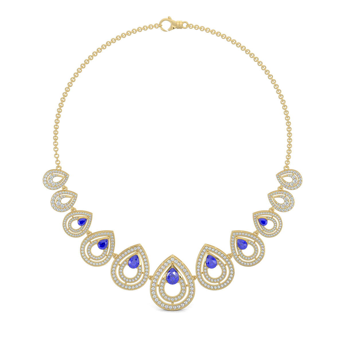 Yellow Gold, Diamond Necklace, Natural Diamonds, Lab-grown Diamonds, Pear Glow Diamond Necklace Set, Pear-Shaped Diamond Necklace, Round Diamond Accents, Casual Diamond Necklace, Elegant Necklace Set, Matching Diamond Earrings