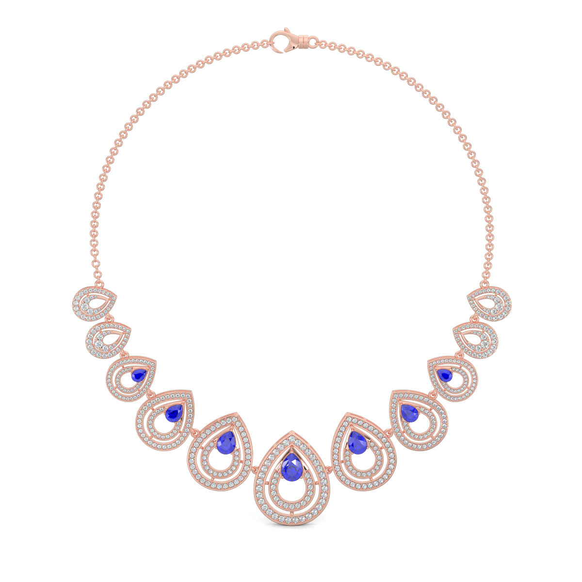 Rose Gold, Diamond Necklace, Natural Diamonds, Lab-grown Diamonds, Pear Glow Diamond Necklace Set, Pear-Shaped Diamond Necklace, Round Diamond Accents, Casual Diamond Necklace, Elegant Necklace Set, Matching Diamond Earrings