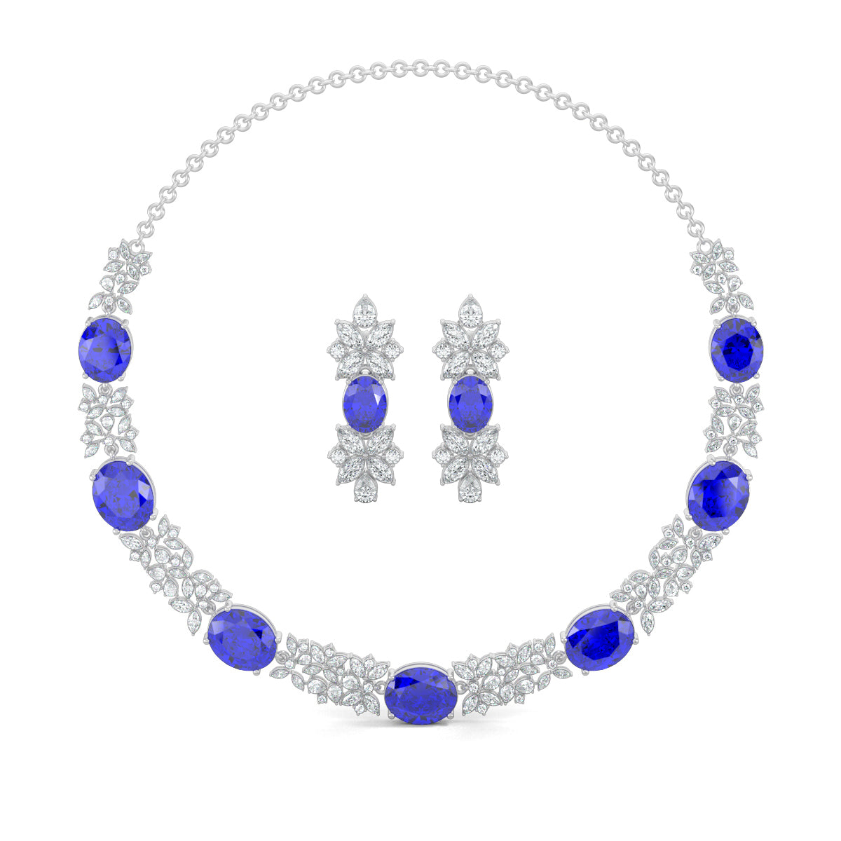 Buy Natural Sapphire Diamond Necklace Set Hrish Parikh Jewellery