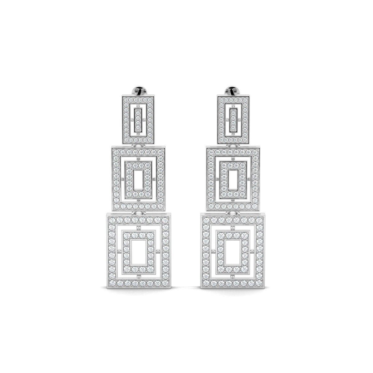 White Gold, Diamond Necklace, Natural diamond necklace, Lab-grown diamond necklace, Casual jewelry, Halo setting, Rectangle design, Elegant earrings, Everyday glam, Radiant diamonds, Modern elegance