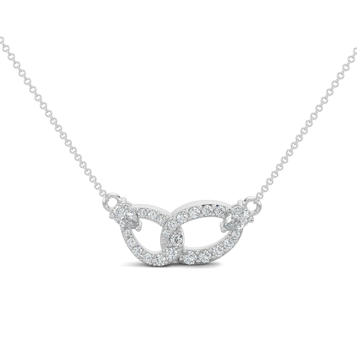 White Gold, Diamond Pendants, Natural diamonds, Lab-grown diamonds, Interlaced diamond pendant, Contemporary jewelry, Round diamonds, Pear-shaped diamonds, Pendant necklace, Elegance, Jewel Interlace Pendant