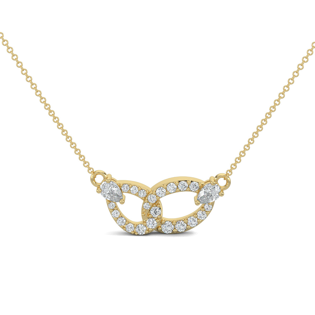 Yellow Gold, Diamond Pendants, Natural diamonds, Lab-grown diamonds, Interlaced diamond pendant, Contemporary jewelry, Round diamonds, Pear-shaped diamonds, Pendant necklace, Elegance, Jewel Interlace Pendant