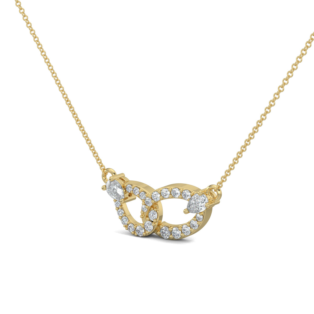 Yellow Gold, Diamond Pendants, Natural diamonds, Lab-grown diamonds, Interlaced diamond pendant, Contemporary jewelry, Round diamonds, Pear-shaped diamonds, Pendant necklace, Elegance, Jewel Interlace Pendant