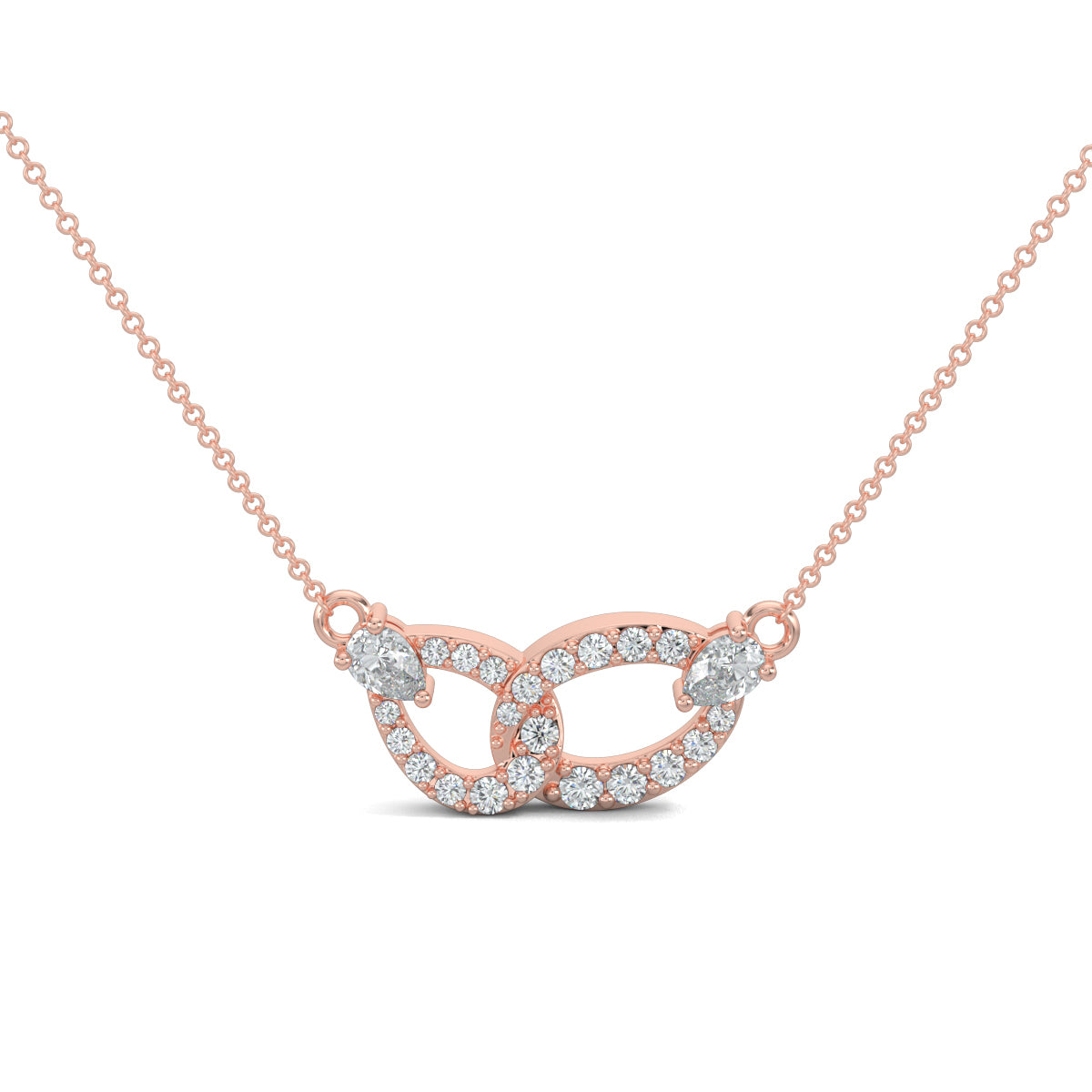 Rose Gold, Diamond Pendants, Natural diamonds, Lab-grown diamonds, Interlaced diamond pendant, Contemporary jewelry, Round diamonds, Pear-shaped diamonds, Pendant necklace, Elegance, Jewel Interlace Pendant