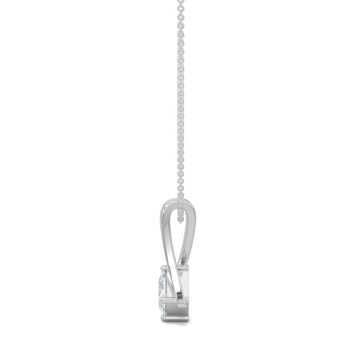 White Gold, Diamond Pendants, Twist Diamond Pendant, Natural diamond pendant, Lab-grown diamond pendant, Contemporary diamond pendant, Princess-cut diamond pendant, Elegant diamond necklace, Chic pendant with metal twist