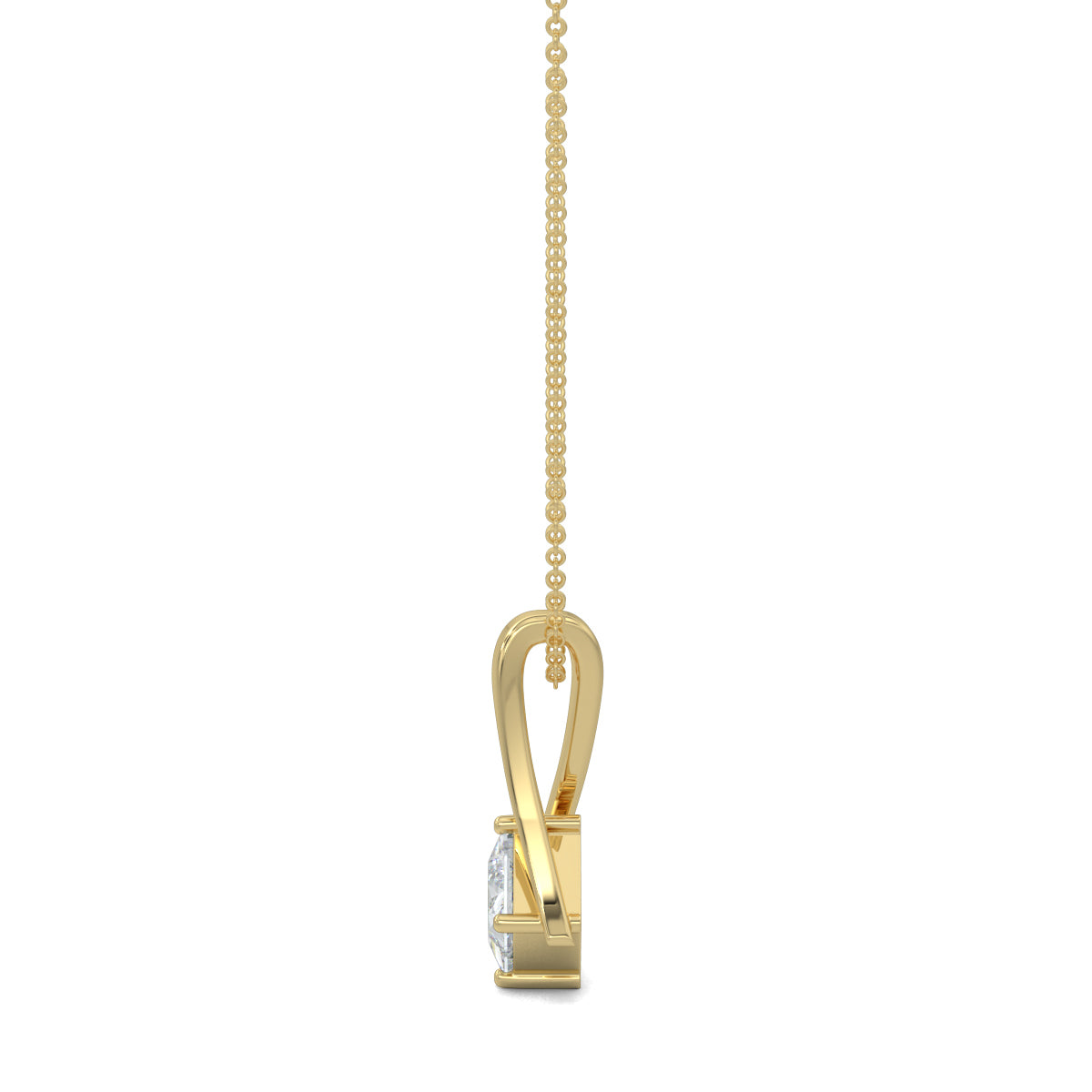 Yellow Gold, Diamond Pendants, Twist Diamond Pendant, Natural diamond pendant, Lab-grown diamond pendant, Contemporary diamond pendant, Princess-cut diamond pendant, Elegant diamond necklace, Chic pendant with metal twist
