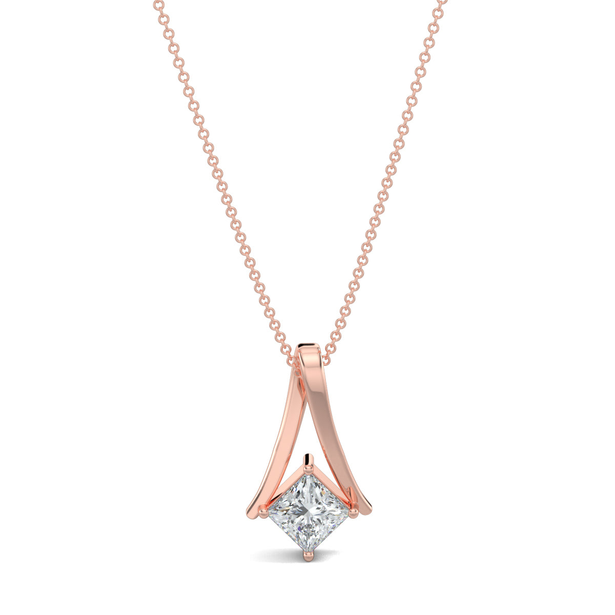 Rose Gold, Diamond Pendants, Twist Diamond Pendant, Natural diamond pendant, Lab-grown diamond pendant, Contemporary diamond pendant, Princess-cut diamond pendant, Elegant diamond necklace, Chic pendant with metal twist