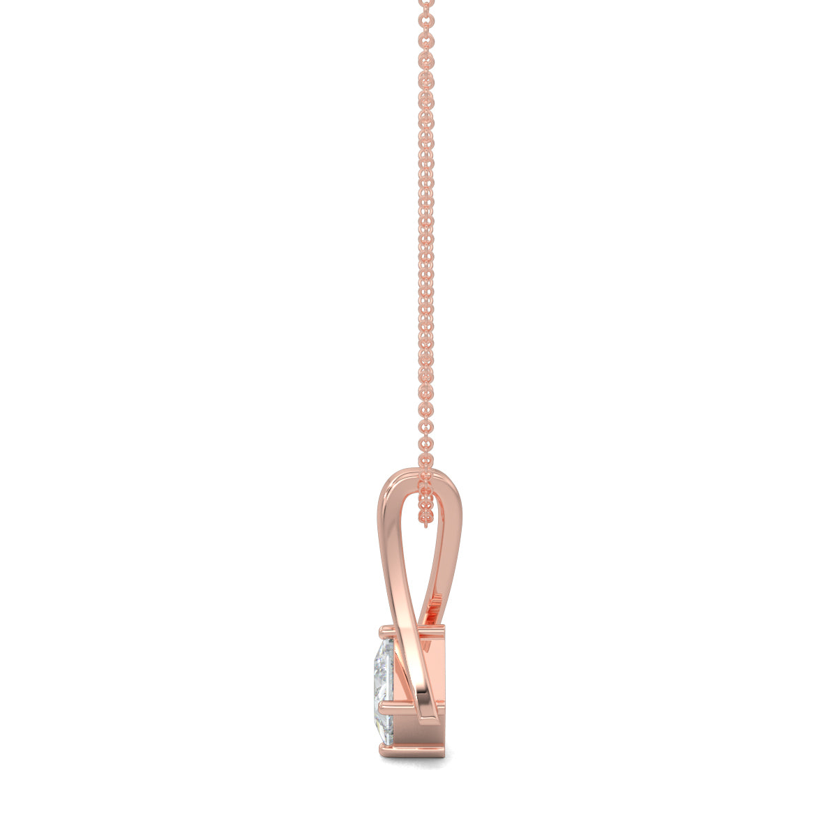 Rose Gold, Diamond Pendants, Twist Diamond Pendant, Natural diamond pendant, Lab-grown diamond pendant, Contemporary diamond pendant, Princess-cut diamond pendant, Elegant diamond necklace, Chic pendant with metal twist