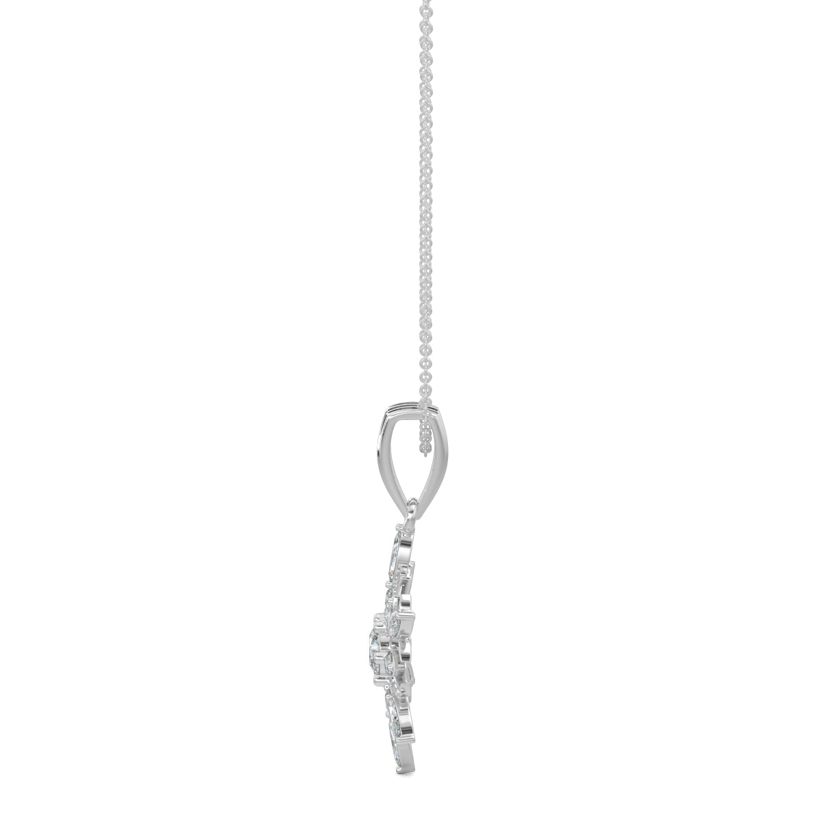 White Gold, Diamond Pendants, Natural diamond pendant, Lab-grown diamond pendant, frostflake pendant, marquise diamond, round diamond, sophisticated jewelry, diamond necklace, winter-inspired pendant, elegant accessory