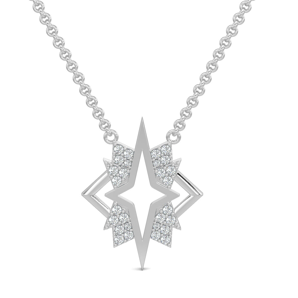 White Gold, diamond pendant, star pendant, Natural diamonds, lab-grown diamonds, casual pendant, metallic star, round diamonds, elegant jewelry, everyday accessory, celestial design