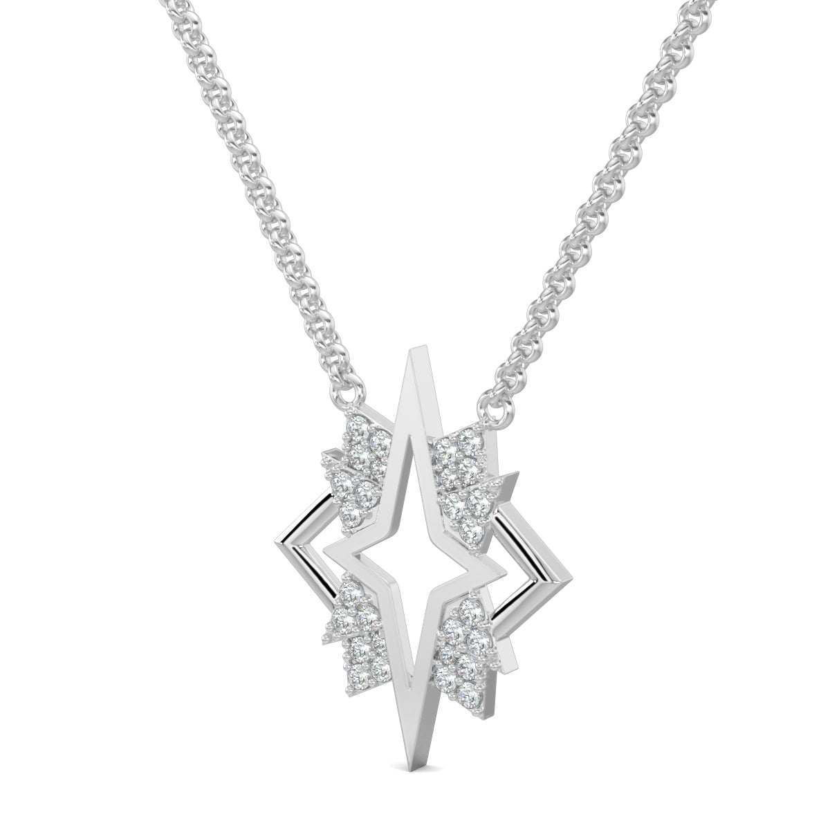 White Gold, diamond pendant, star pendant, Natural diamonds, lab-grown diamonds, casual pendant, metallic star, round diamonds, elegant jewelry, everyday accessory, celestial design