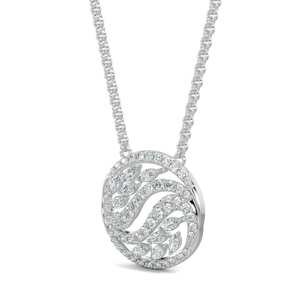White Gold, Diamond Pendants, Natural diamond pendant, Lab-grown diamond pendant, Yin Yang Marquise Diamond Pendant, Harmony Pendant, Circle Pendant, Pave Setting Pendant, Casual Jewelry, Elegant Pendant