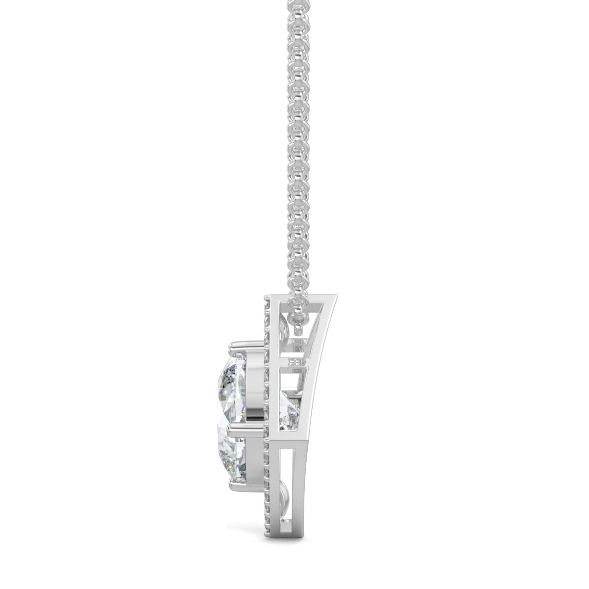 White Gold, Diamond Pendant, Natural Diamonds, Lab-grown Diamonds, Halo edge square pendant, diamond pendant, square pendant, round diamond border, halo setting pendant