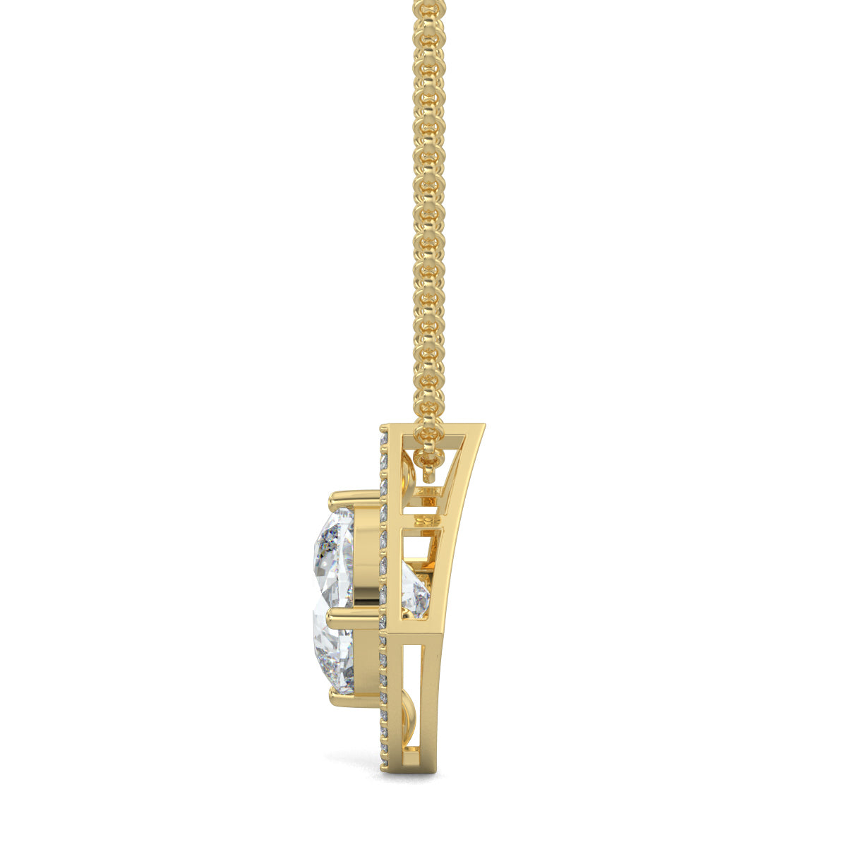 Yellow Gold, Diamond Pendant, Natural Diamonds, Lab-grown Diamonds, Halo edge square pendant, diamond pendant, square pendant, round diamond border, halo setting pendant