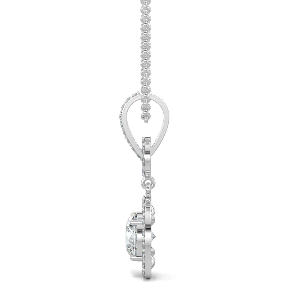 White Gold, Diamond Pendant, Natural Diamonds, Lab-grown Diamonds, Sparkling Twin Circle Pendant, Round Diamond Border, Halo Setting
