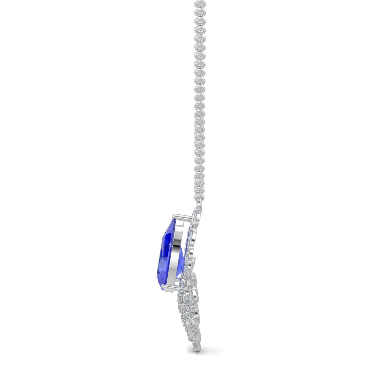 White Gold, Diamond Pendants, Azure Gleam Pendant, Lab-Grown Blue Sapphire, Pear Shape Pendant, Marquise Diamonds, Jewelry, Fashion Accessories, Casual Pendant, Luxury, Elegant