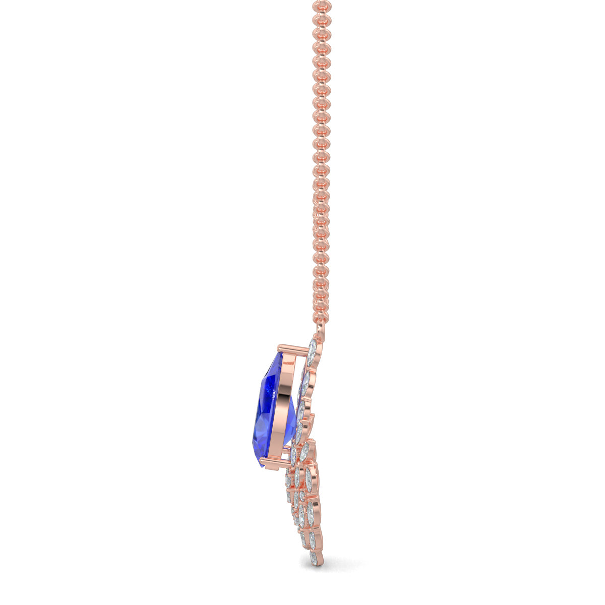 Rose Gold, Diamond Pendants, Azure Gleam Pendant, Lab-Grown Blue Sapphire, Pear Shape Pendant, Marquise Diamonds, Jewelry, Fashion Accessories, Casual Pendant, Luxury, Elegant