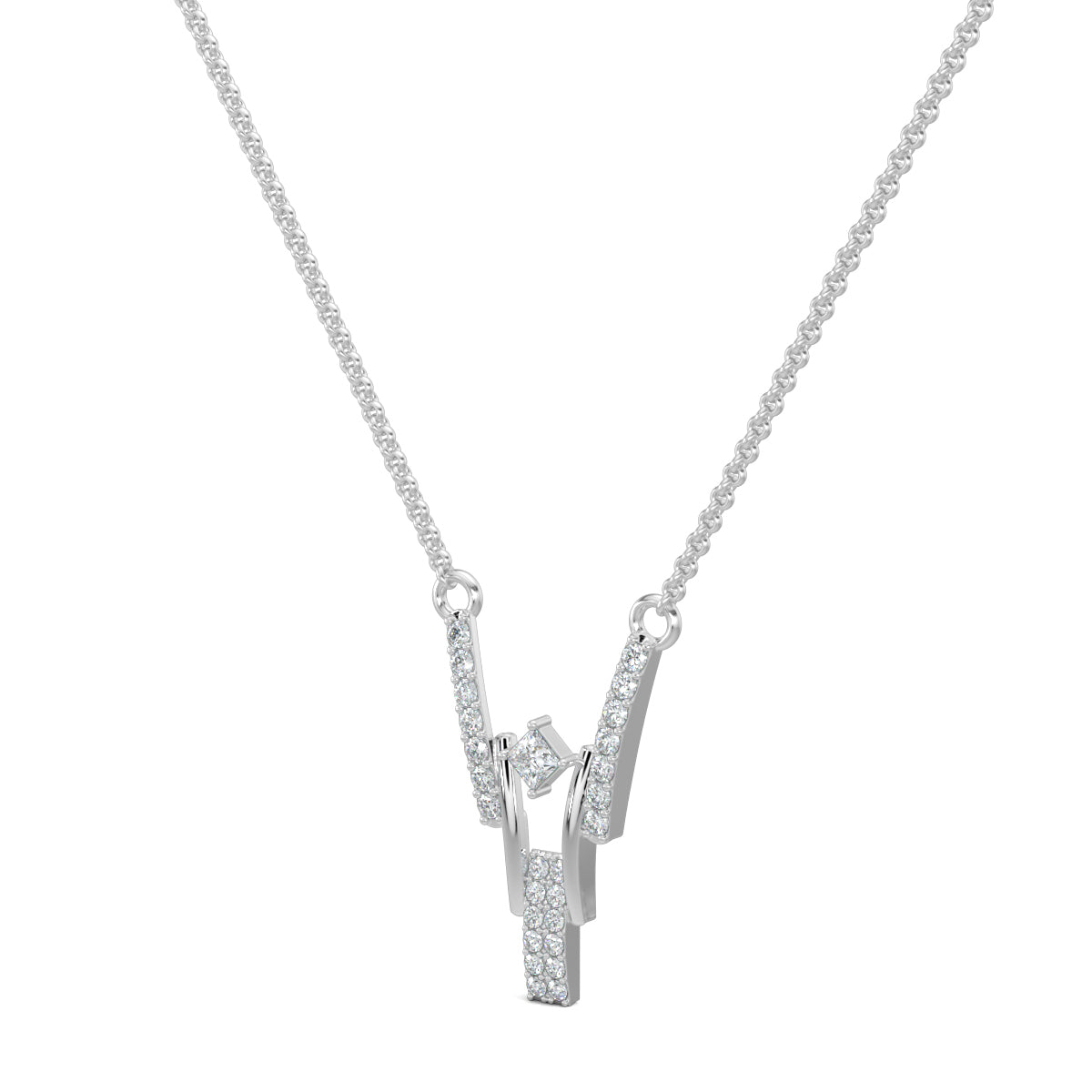 White Gold, Diamond Pendants, Natural diamond pendant, Lab-grown diamond pendant, Princess cut diamond pendant, Regal pendant, Diamond jewelry, Luxury pendant, Fine jewelry