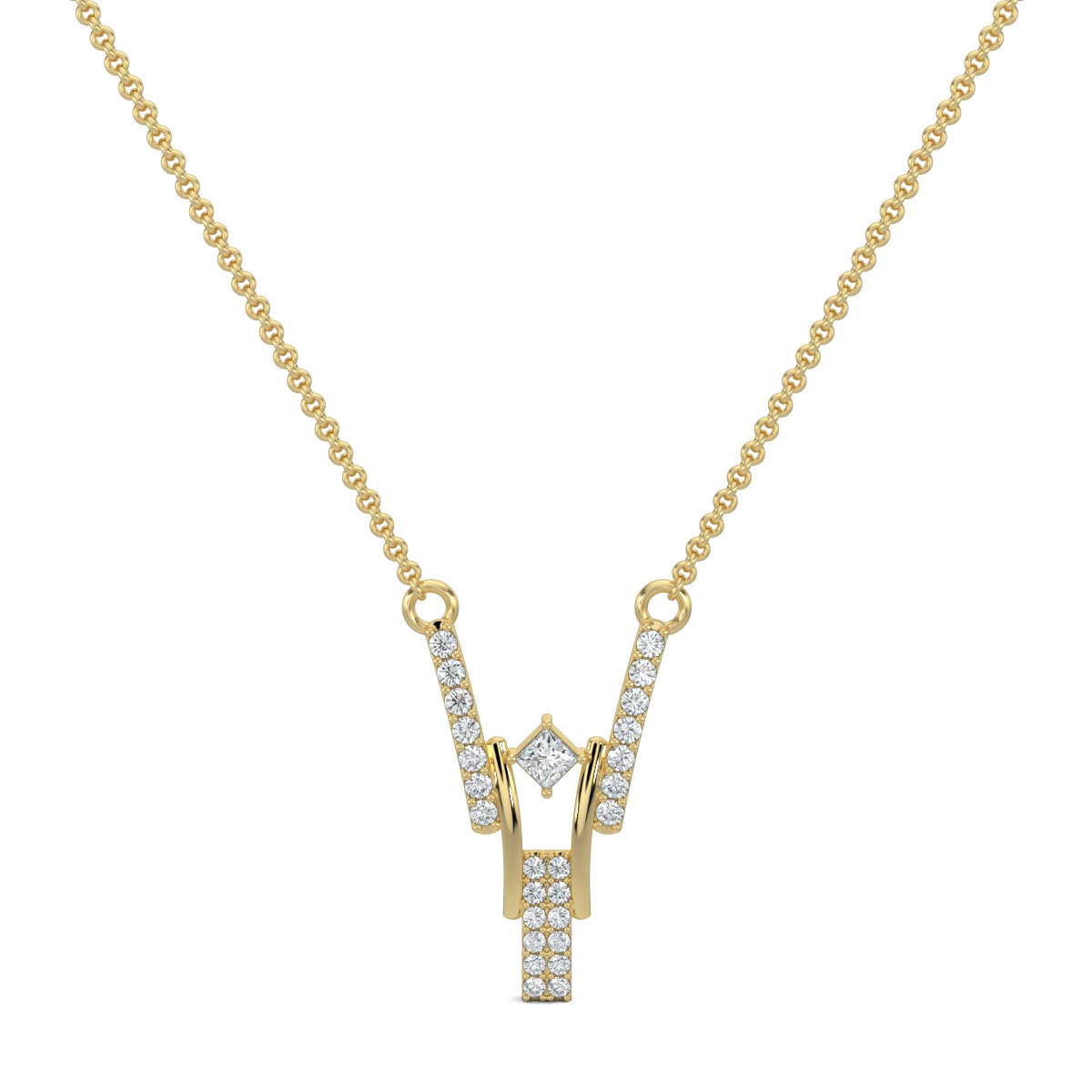 Yellow Gold, Diamond Pendants, Natural diamond pendant, Lab-grown diamond pendant, Princess cut diamond pendant, Regal pendant, Diamond jewelry, Luxury pendant, Fine jewelry