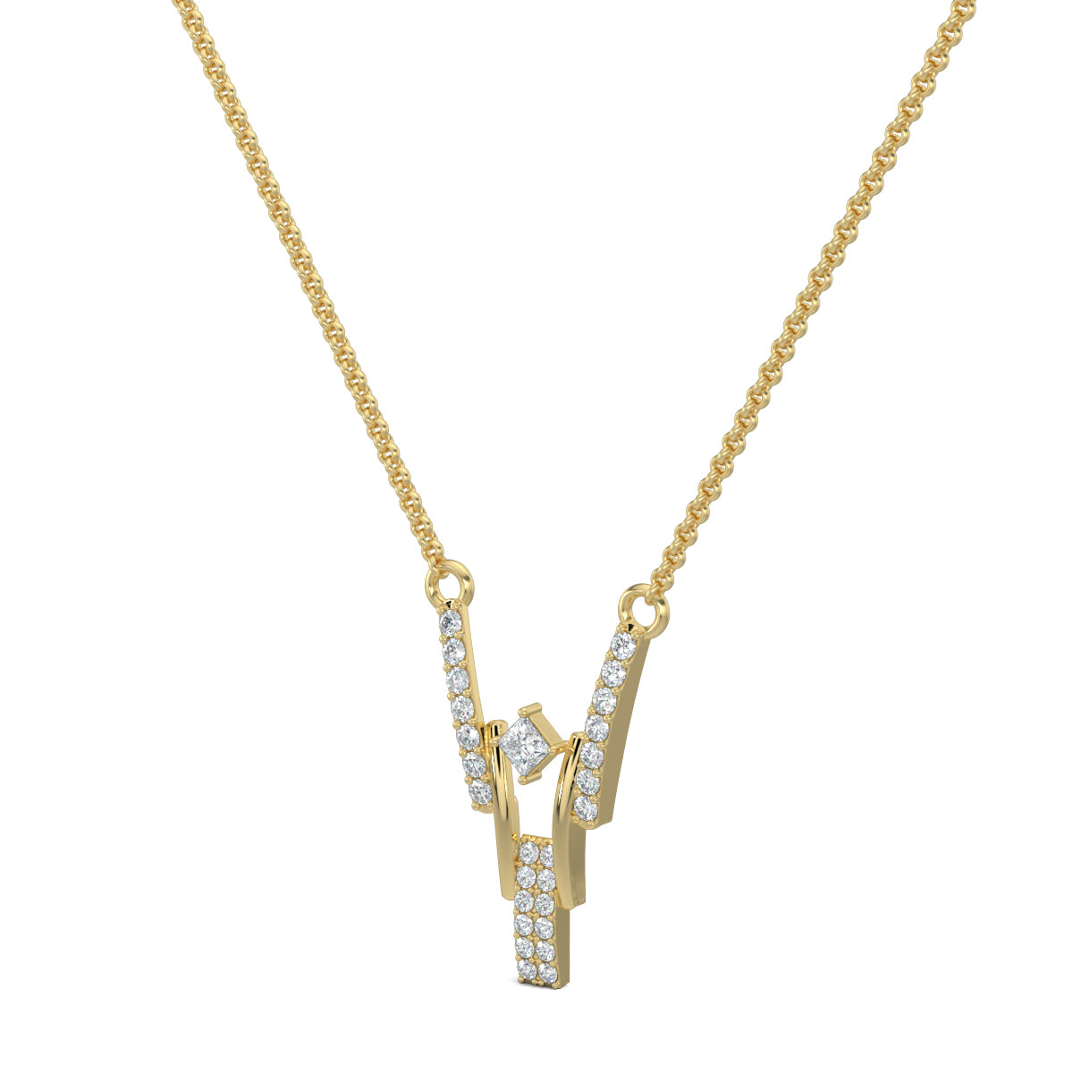 Yellow Gold, Diamond Pendants, Natural diamond pendant, Lab-grown diamond pendant, Princess cut diamond pendant, Regal pendant, Diamond jewelry, Luxury pendant, Fine jewelry