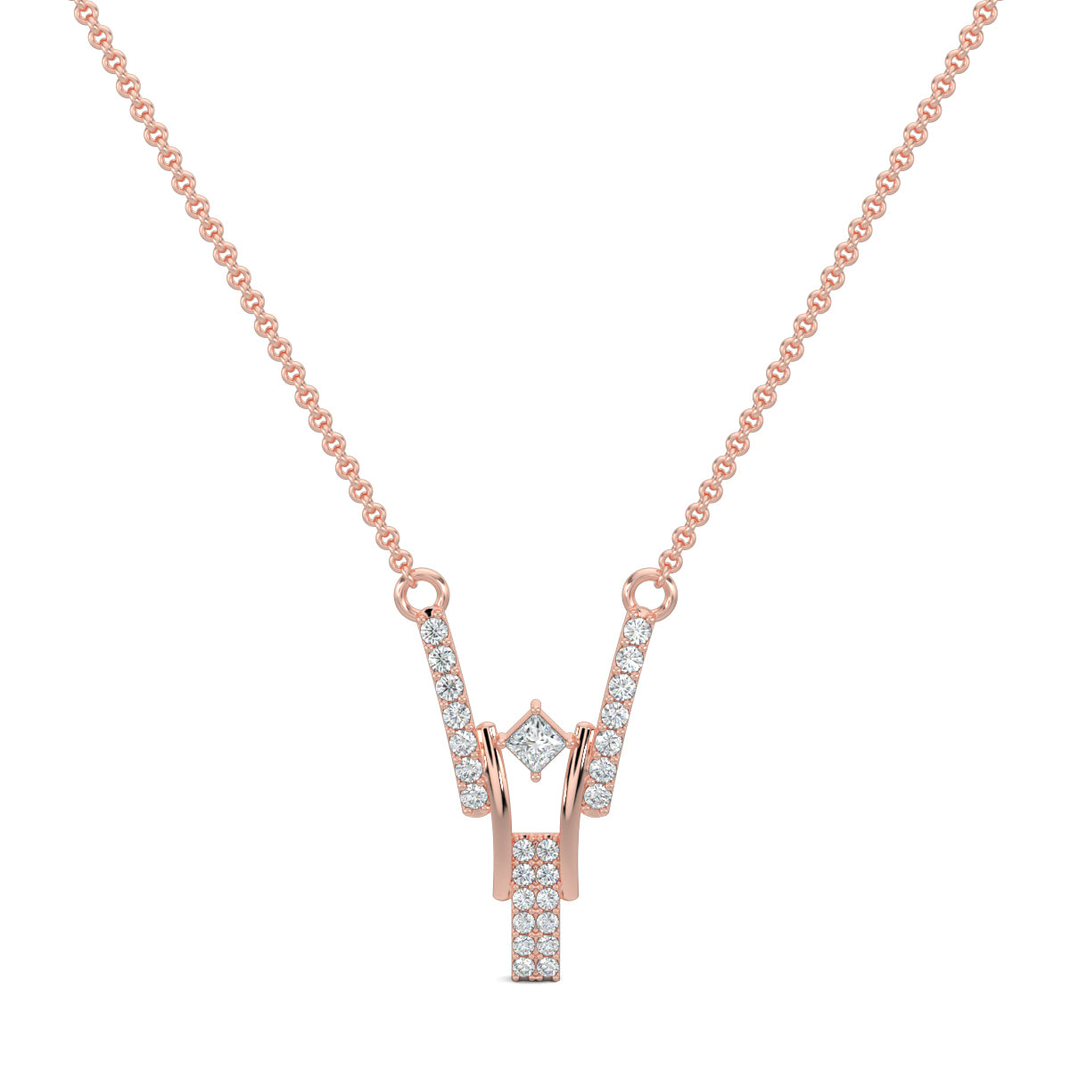 Rose Gold, Diamond Pendants, Natural diamond pendant, Lab-grown diamond pendant, Princess cut diamond pendant, Regal pendant, Diamond jewelry, Luxury pendant, Fine jewelry