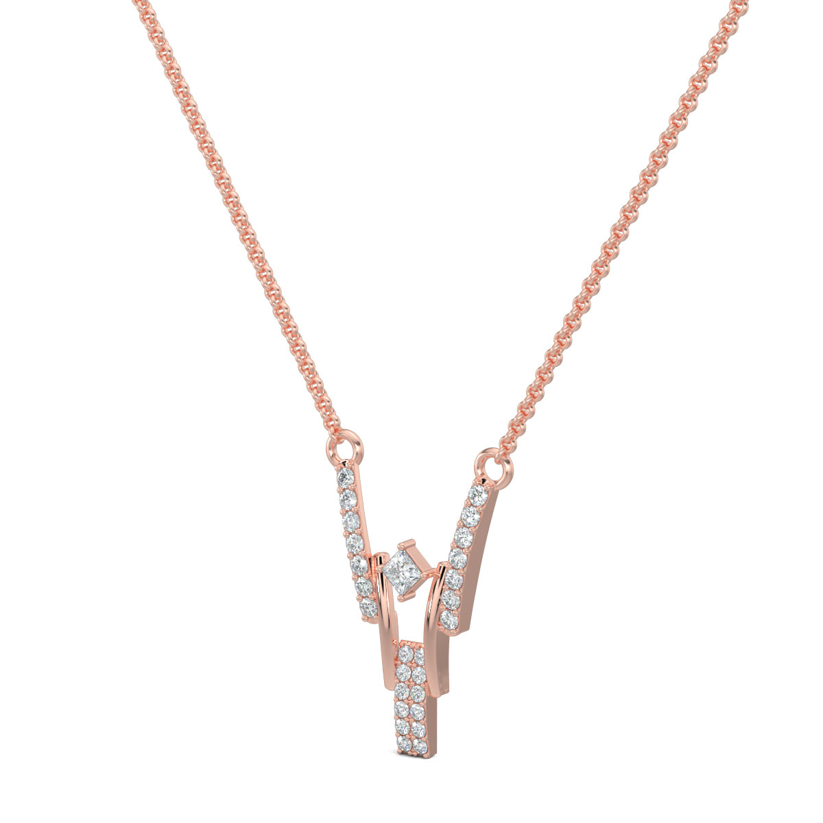 Rose Gold, Diamond Pendants, Natural diamond pendant, Lab-grown diamond pendant, Princess cut diamond pendant, Regal pendant, Diamond jewelry, Luxury pendant, Fine jewelry