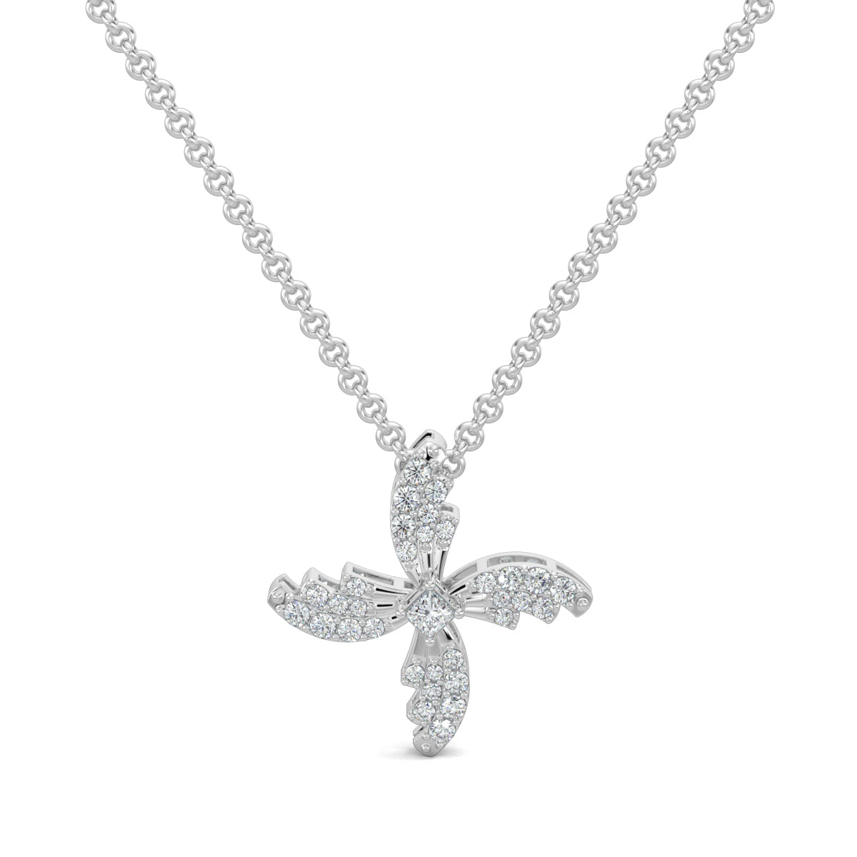 White Gold, Diamond Pendants, Natural diamonds, Lab-grown diamonds, Sparkling Swirl Pendant, Sophisticated pendant, Princess cut diamond, Pave setting, Fashion jewelry
