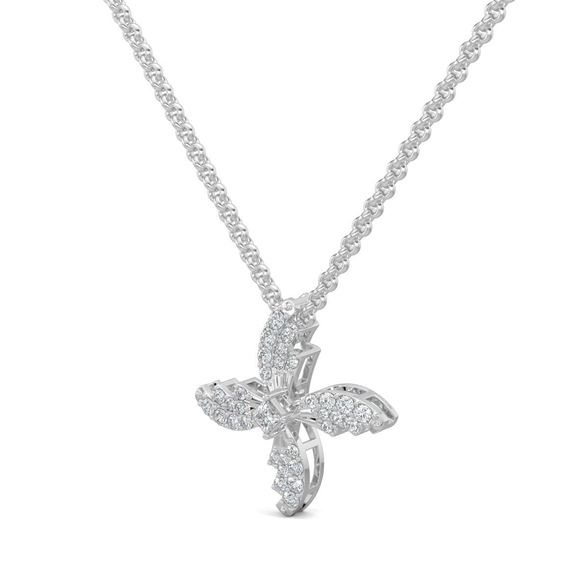 White Gold, Diamond Pendants, Natural diamonds, Lab-grown diamonds, Sparkling Swirl Pendant, Sophisticated pendant, Princess cut diamond, Pave setting, Fashion jewelry