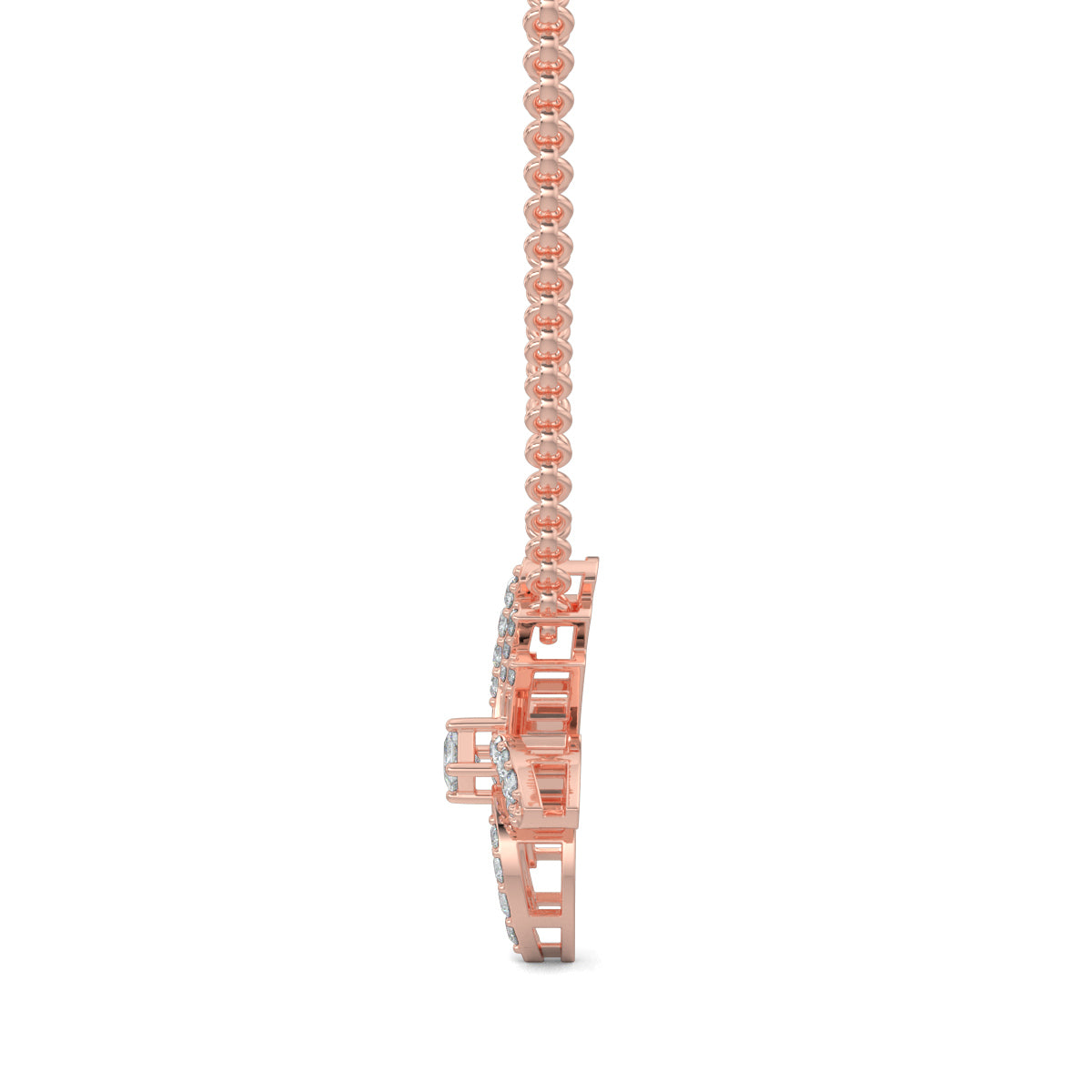 Rose Gold, Diamond Pendants, Natural diamonds, Lab-grown diamonds, Sparkling Swirl Pendant, Sophisticated pendant, Princess cut diamond, Pave setting, Fashion jewelry