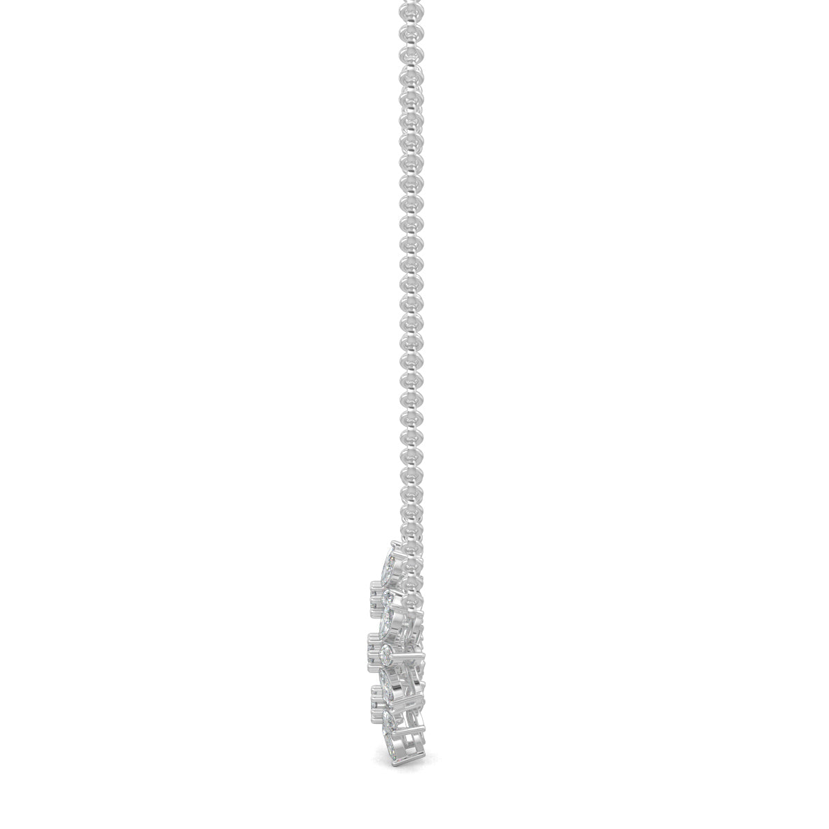 White Gold, Diamond Pendant, Natural diamond pendant, Lab-grown diamond pendant, TriFloral pendant, Marquise diamond pendant, Round diamond center, Casual pendant, Flower pendant, Delicate jewelry, Elegant pendant
