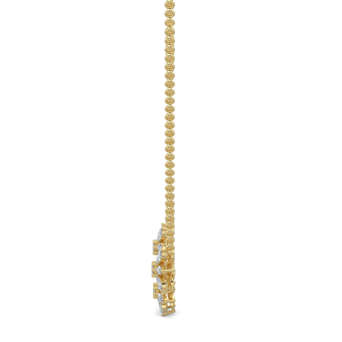 Yellow Gold, Diamond Pendant, Natural diamond pendant, Lab-grown diamond pendant, TriFloral pendant, Marquise diamond pendant, Round diamond center, Casual pendant, Flower pendant, Delicate jewelry, Elegant pendant