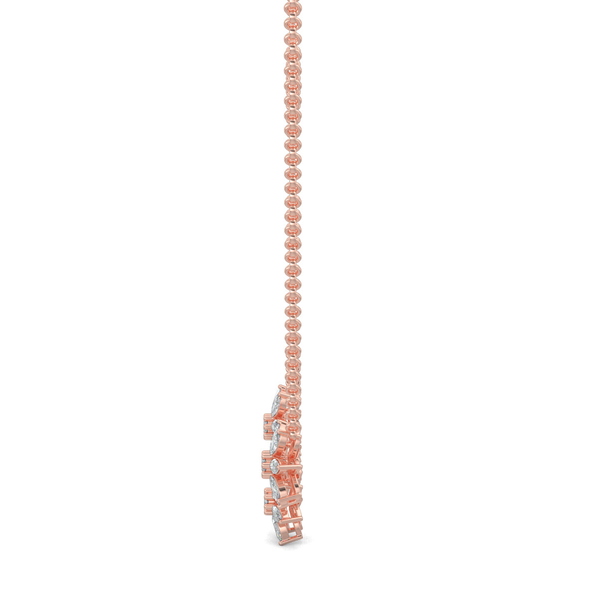 Rose Gold, Diamond Pendant, Natural diamond pendant, Lab-grown diamond pendant, TriFloral pendant, Marquise diamond pendant, Round diamond center, Casual pendant, Flower pendant, Delicate jewelry, Elegant pendant