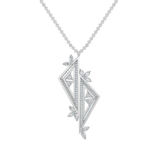 White Gold, Diamond pendant, Natural diamonds, Lab-grown diamonds, Baguette channelling, Trillion diamonds, Marquise diamonds, Casual pendant