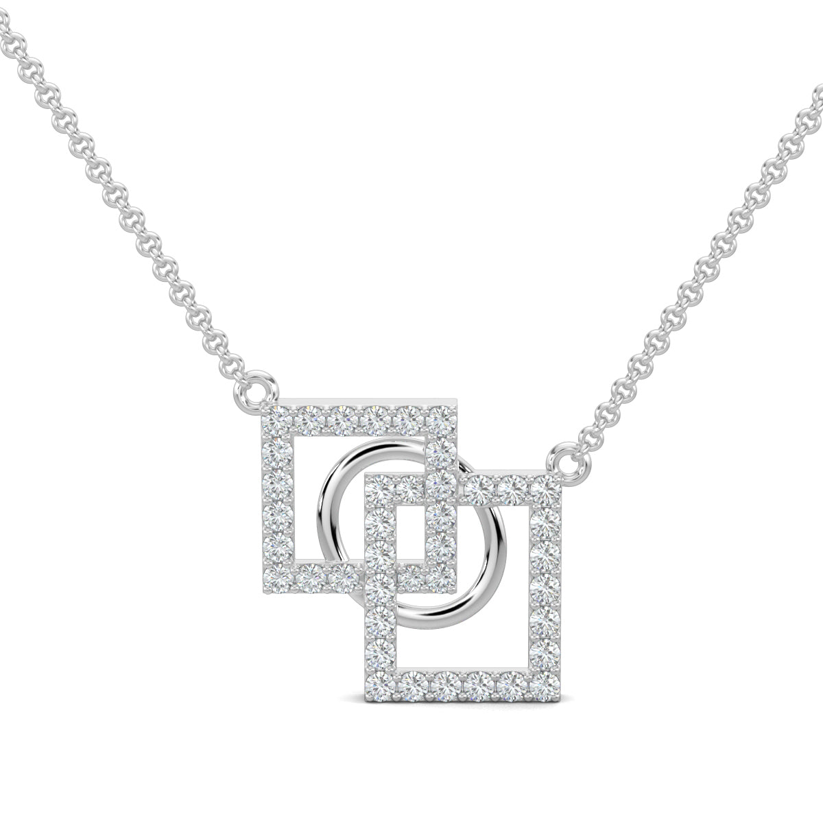 White Gold, Diamond Pendant, Natural diamond pendant, Lab-grown diamond pendant, SquareLink pendant, Casual pendant, Geometric pendant, Pave setting pendant, Diamond jewelry, Contemporary pendant, Fashion pendant, Square diamond pendant.