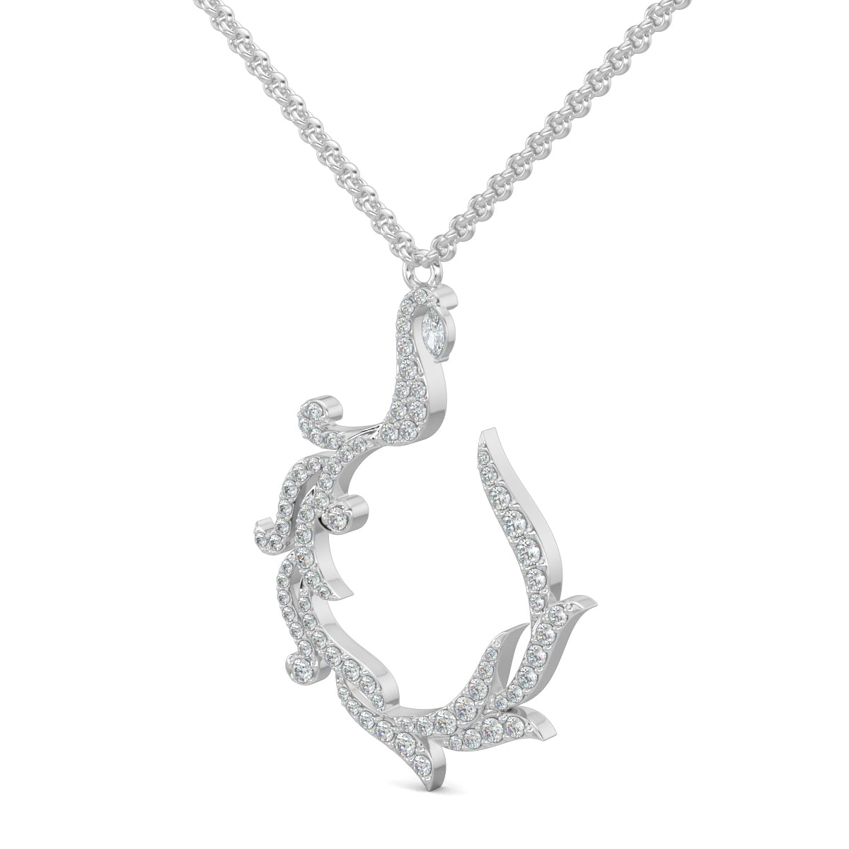 White Gold, Diamond Pendant, Avifauna Diamond Pendant, Natural Diamonds, Lab-Grown Diamonds, Nature-Inspired Design, Pave Setting, Whimsical Charm