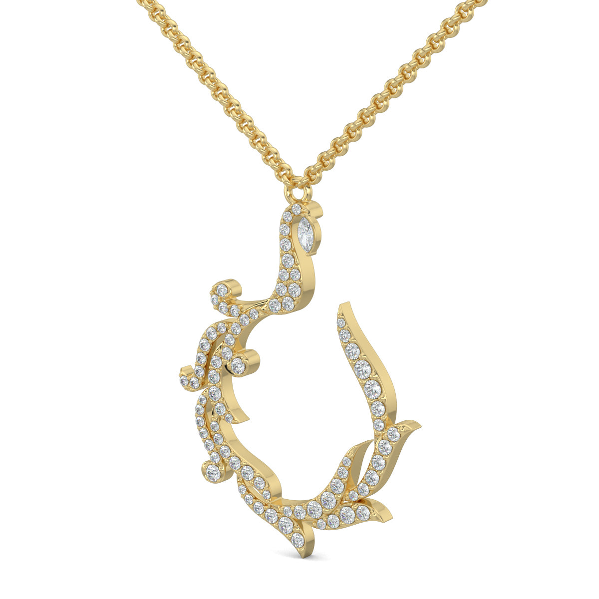 Yellow Gold, Diamond Pendant, Avifauna Diamond Pendant, Natural Diamonds, Lab-Grown Diamonds, Nature-Inspired Design, Pave Setting, Whimsical Charm