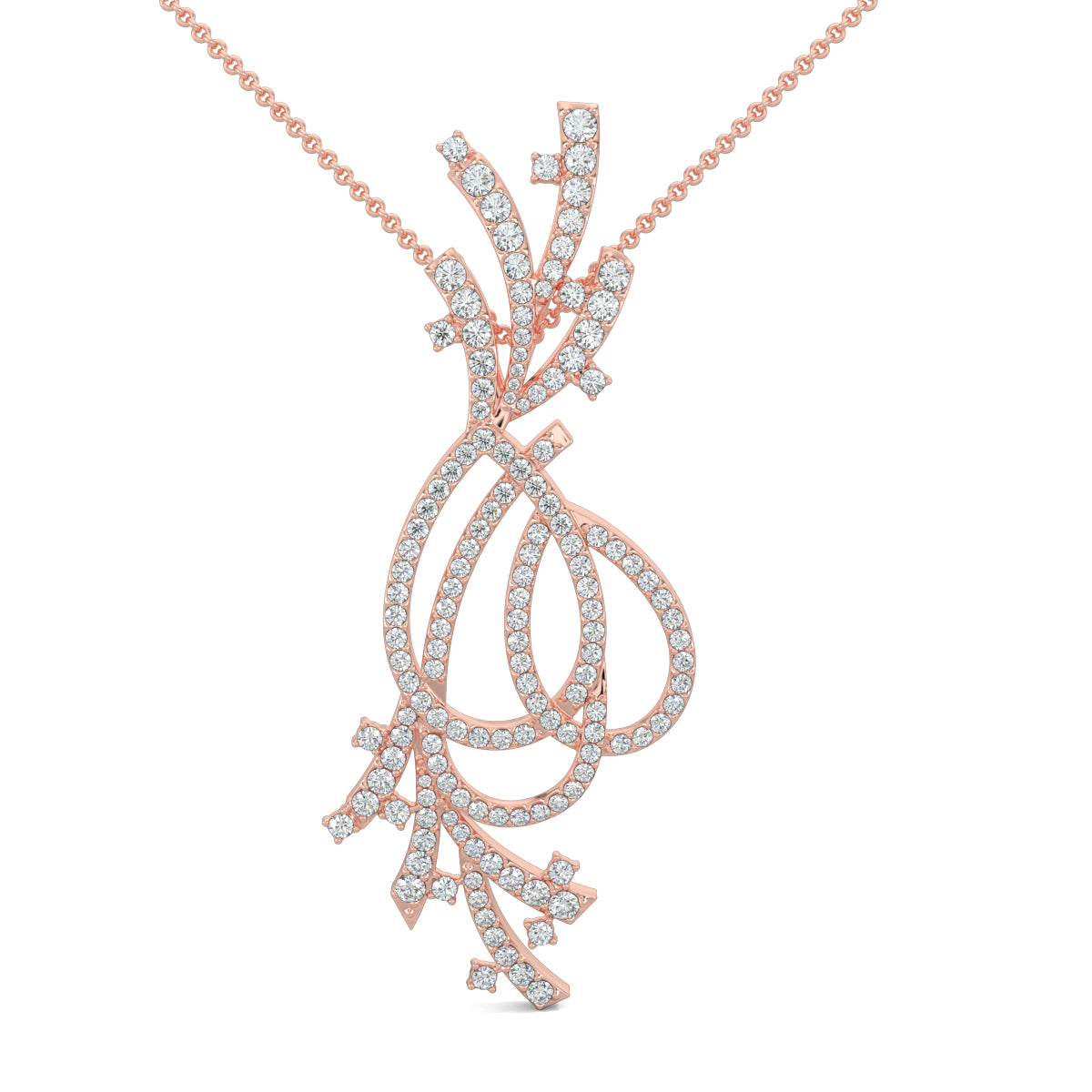 Rose Gold, Diamond Pendant, Natural diamond pendant, Labgrown diamond pendant, Italian design diamond pendant, Casual diamond pendant, Floral-inspired pendant
