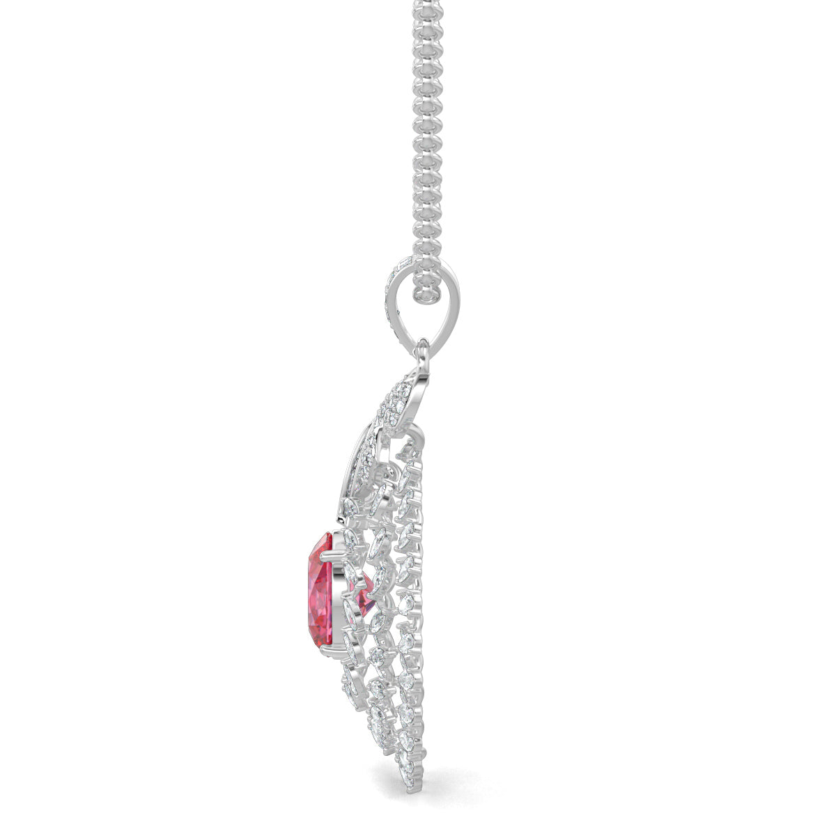 White Gold, Diamond Pendants, Graceful Contours Diamond Pendant, Natural Diamonds, Lab-Grown Diamonds, Traditional Design, Oval Pendant, Elegant Jewelry