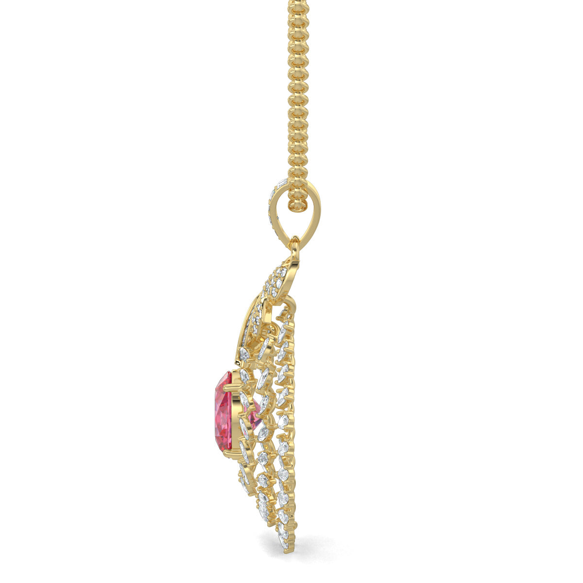 Yellow Gold, Diamond Pendants, Graceful Contours Diamond Pendant, Natural Diamonds, Lab-Grown Diamonds, Traditional Design, Oval Pendant, Elegant Jewelry