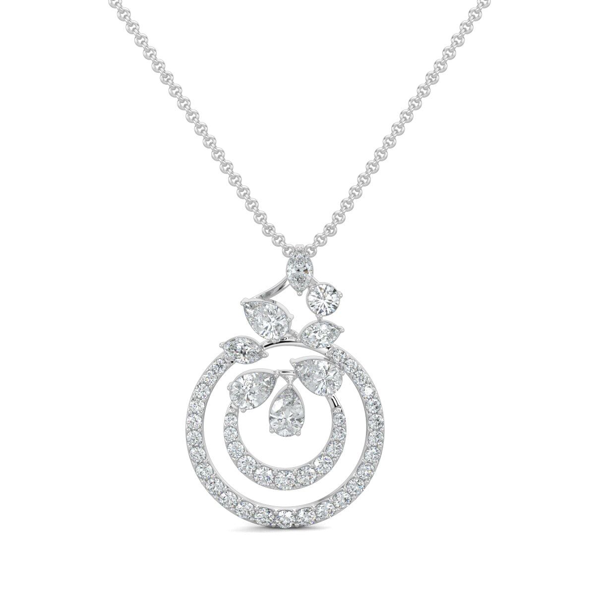 White Gold, Diamond Pendants, Natural diamond pendant, Lab-grown diamond pendant, traditional-inspired pendant, casual diamond pendant, round diamonds, pear diamonds, marquise diamonds, contemporary jewelry