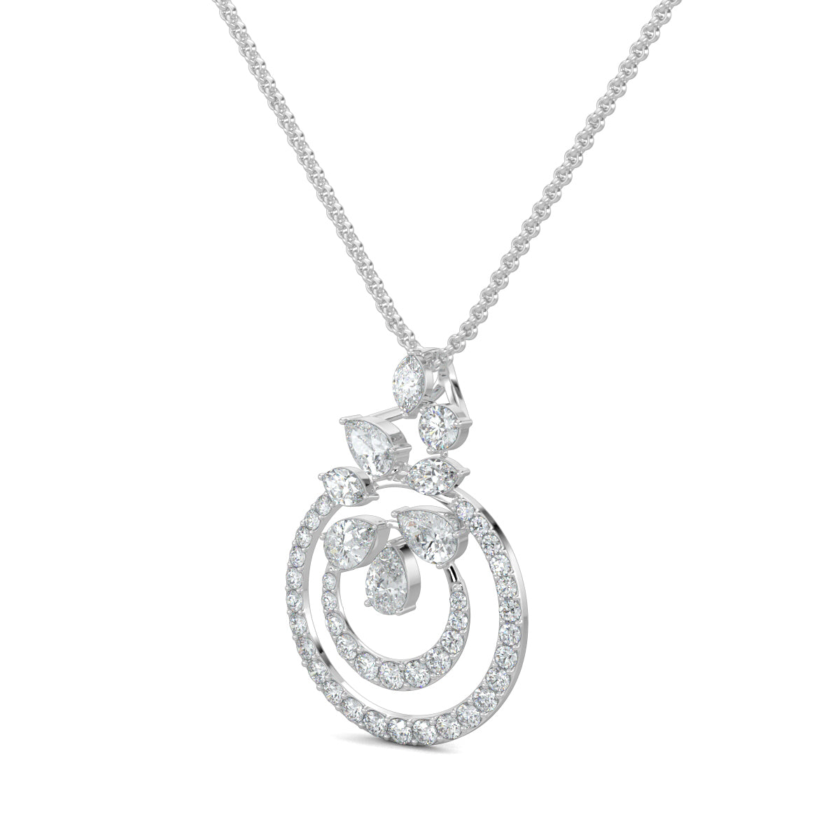 White Gold, Diamond Pendants, Natural diamond pendant, Lab-grown diamond pendant, traditional-inspired pendant, casual diamond pendant, round diamonds, pear diamonds, marquise diamonds, contemporary jewelry