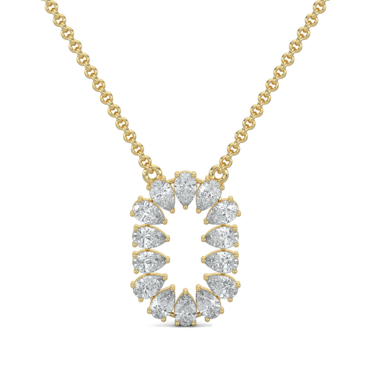 Yellow Gold, Diamond Pendants, Solara Oval Glow pendant, natural diamonds, lab-grown diamonds, casual pendant, pear diamonds, oval-shaped pendant, elegant jewelry, radiant glow