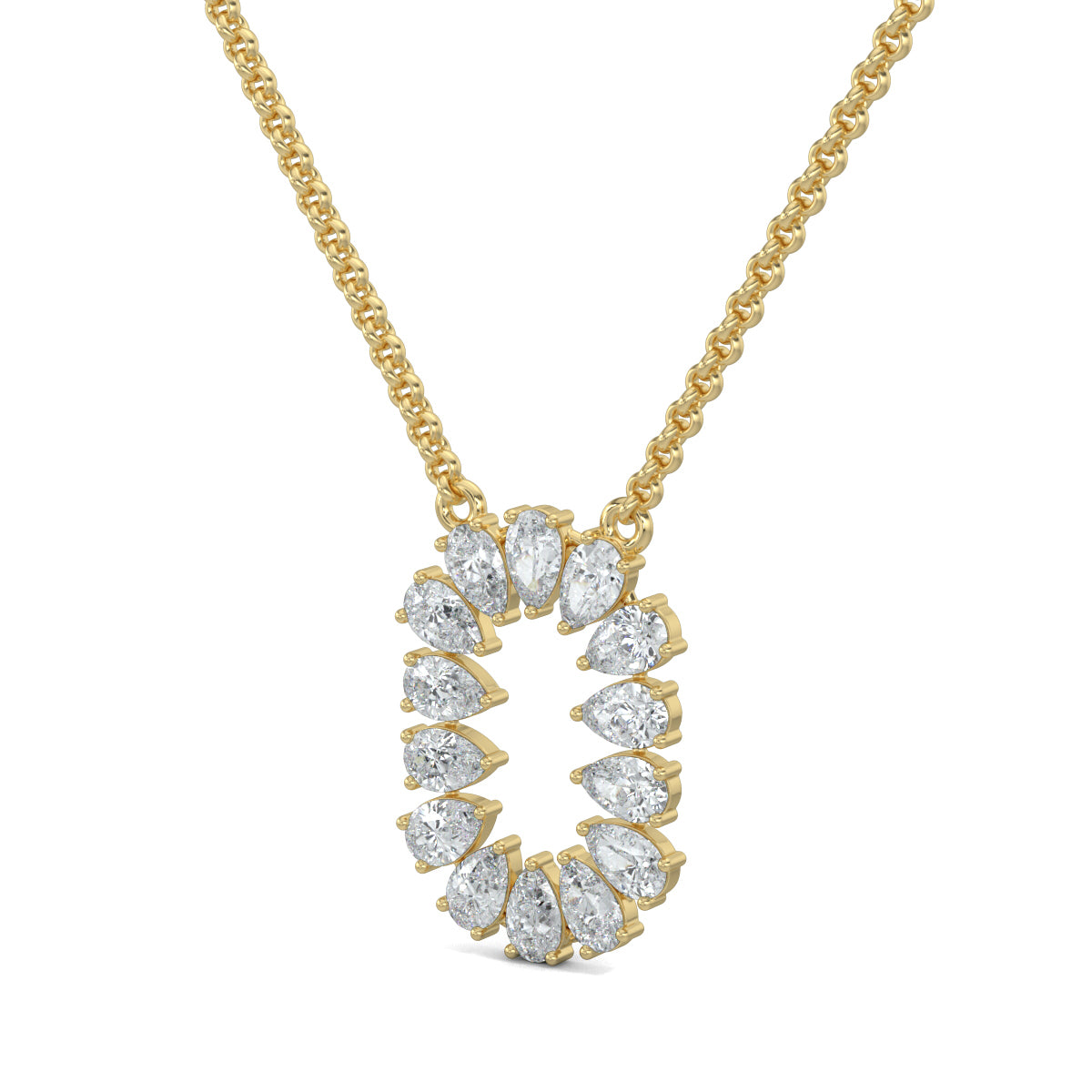 Yellow Gold, Diamond Pendants, Solara Oval Glow pendant, natural diamonds, lab-grown diamonds, casual pendant, pear diamonds, oval-shaped pendant, elegant jewelry, radiant glow