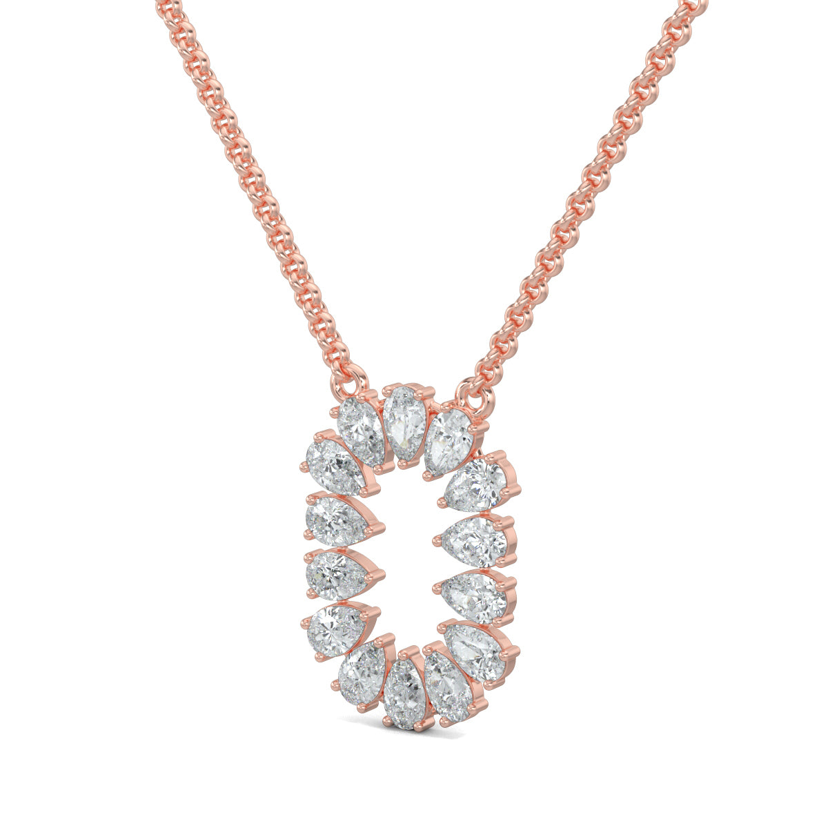 Rose Gold, Diamond Pendants, Solara Oval Glow pendant, natural diamonds, lab-grown diamonds, casual pendant, pear diamonds, oval-shaped pendant, elegant jewelry, radiant glow