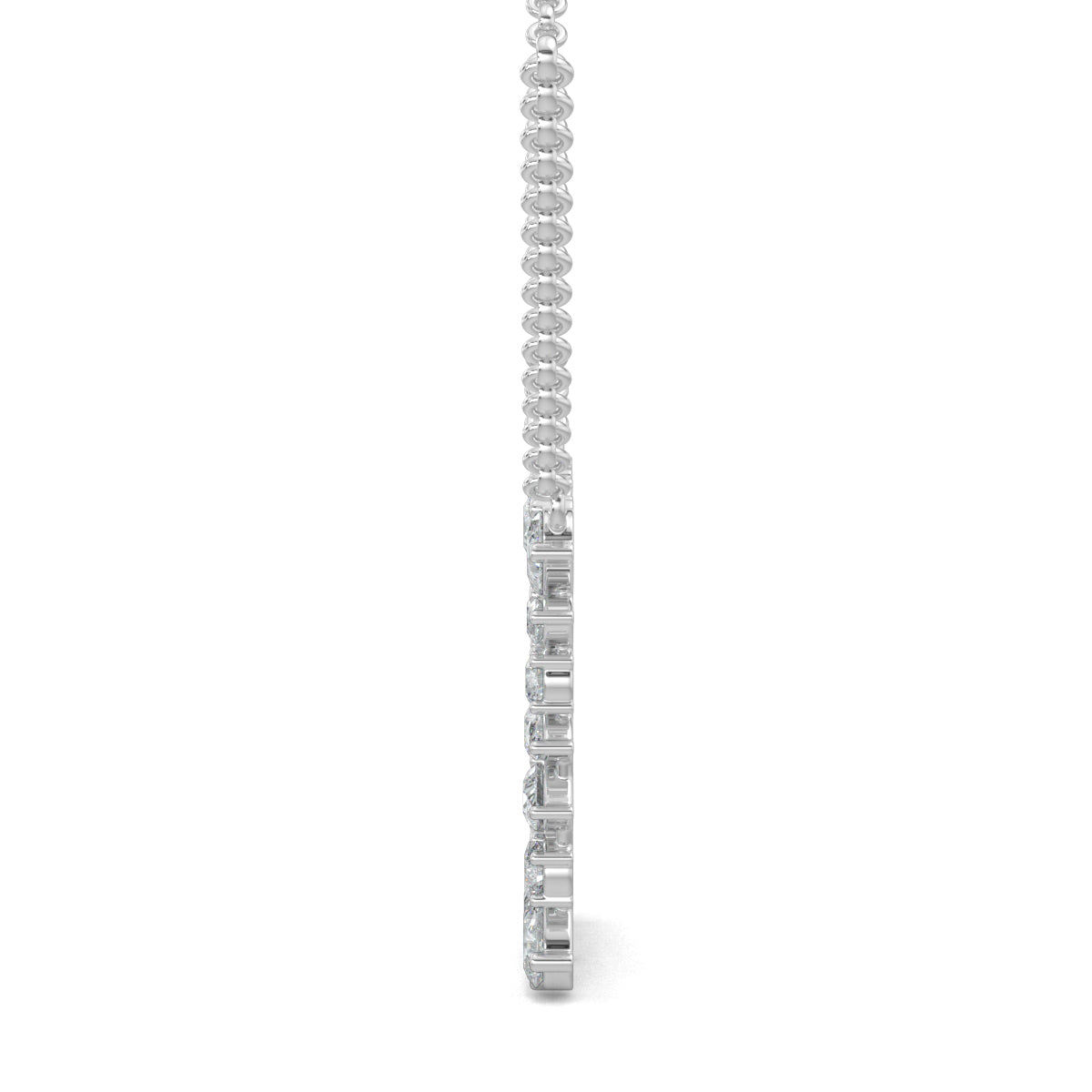 White Gold, Diamond Pendants, Natural diamond pendant, Lab-grown diamond pendant, casual pendant, rectangle metal pendant, marquise diamonds, pear diamonds, round diamonds, elegant jewelry, sustainable luxury, everyday sparkle.