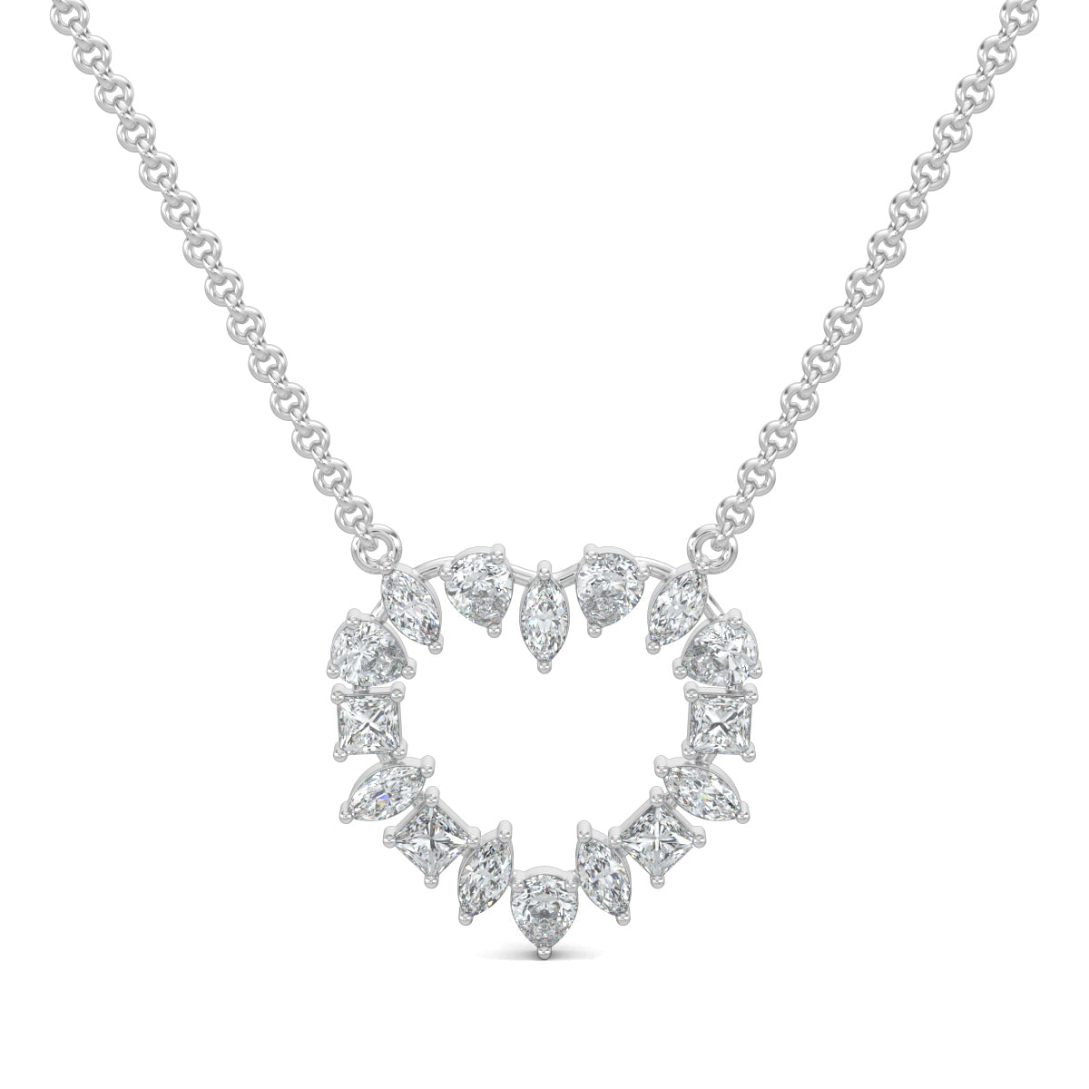 White Gold, Diamond Pendants, HeartSparkle Pendant, Labgrown Diamonds, Natural Diamonds, Heart-Shaped Pendant, Marquise Diamonds, Pear Diamonds, Princess Diamonds, Diamond Pendant Necklace