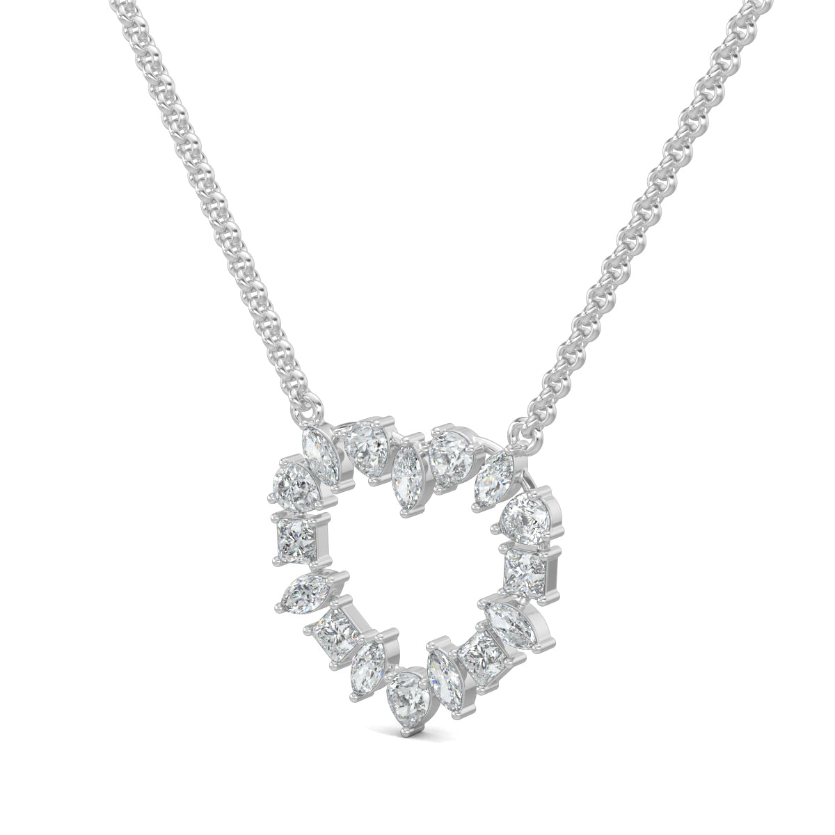 White Gold, Diamond Pendants, HeartSparkle Pendant, Labgrown Diamonds, Natural Diamonds, Heart-Shaped Pendant, Marquise Diamonds, Pear Diamonds, Princess Diamonds, Diamond Pendant Necklace